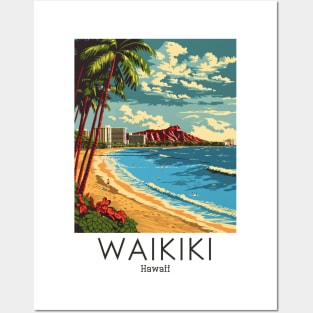 A Vintage Travel Illustration of Waikiki - Hawaii Posters and Art